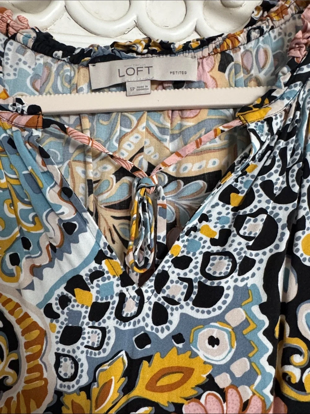 LOFT Sleeveless Paisley Floral Mini Dress in Black, Pink & Mustard